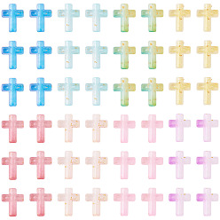 (52) Непрозрачная лаванда 257шт пластиковые бусины, крестик, два тона, с золотой порошок, разноцветные, 15x12x4.5 мм, отверстие : 2 мм