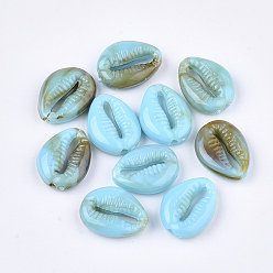 Sky Blue Acrylic Beads, Imitation Gemstone, Cowrie Shell, Sky Blue, 17.5x13.5x5~5.5mm, Hole: 1.8mm, about 700pcs/500g