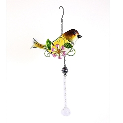 Желтый Железный мост подвесные украшения, Стеклянные ловцы солнца с кисточками для украшения сада на открытом воздухе, желтые, 400x200 мм