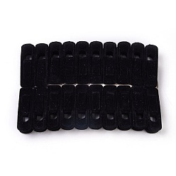 Black Flocking Clip and Lint Pothook, Black, 71x22x25mm, Hole: 12x12mm, 20pcs/set