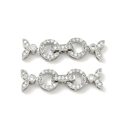 Платина Застежки-клипсы из латуни с микропаве и прозрачными кубическими циркониями, долговечный, стойки покрытие, платина, 30 мм