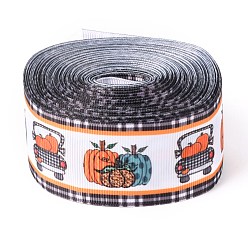 Pumpkin Autumn Theme Polyester Grosgrain Ribbon, Single Face Printed Pattern, for DIY Handmade Craft, Festival Party, Gift Decoration , Pumpkin Pattern, 1-1/2 inch(38mm), 10 yards/roll(9.14m/roll)