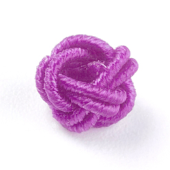 Dark Violet Polyester Weave Beads, Round, Dark Violet, 6.5x4.5mm, Hole: 4mm