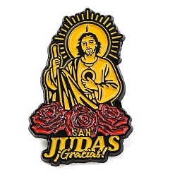 Золотистый Брошь-булавка в виде цветка розы Сан Иуда из цинкового сплава с эмалью, золотые, 30x19 мм