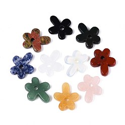 Смешанные камни Природные и синтетические смешанные каменные подвески, , смешанные окрашенные и неокрашенные, 34~35x29.5~31x6.5~7 мм, отверстие : 5 мм