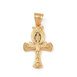 Настоящее золото 18K 304 подвески из нержавеющей стали, анкх египетский крест жизни талисман, ионное покрытие (ip), реальный 18 k позолоченный, 34x21x3 мм, отверстие : 8x6 мм