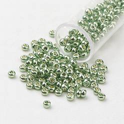 Аквамарин Fgb 6/0 круглый стеклянный бисер класса А, окрашенные, аквамарин, 4x3 мм, отверстие : 1 мм, Около 4500 шт / фунт