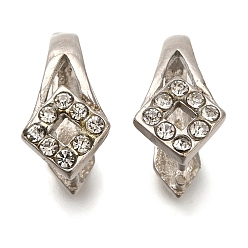 Платина Вакуумное покрытие PVD и долговечная латунь с покрытием и держателями из стразов, Без кадмия, без никеля и свинца, ромб, платина, 14x8 мм, штифты : 1 мм