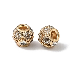 Light Gold Латунные бусины со стразами , рондель, золотой свет, 10x9 мм, отверстие : 3 мм