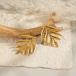 Золотой Лист 304 из нержавеющей стали серьги, золотые, 38x31.5 мм