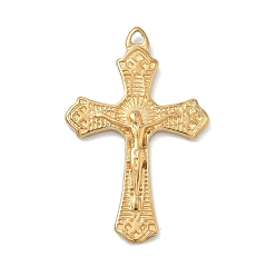Золотой 304 подвески из нержавеющей стали, Крест с Иисусом, золотые, 33.5x21x3 мм, отверстие : 1.6 мм