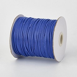 Blue Eco-Friendly Korean Waxed Polyester Cord, Blue, 2mm, about 90yards/roll(80m/roll)
