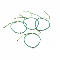 Немагнитные Гематит Регулируемые синтетические немагнитные плетеные браслеты из бисера, с нейлоновым шнуром и бисером / бисером хэйши, 4.3~7.95 см, 1.5 мм