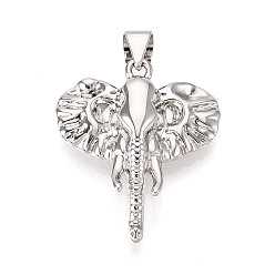 Платина Латунные подвески, без кадмия и без свинца, слон, платина, 22.5x19.5x5 мм, отверстие : 5x3.5 мм