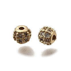 Настоящее золото 18K Латунные микро проложить кубического циркония бусы, рондель, реальный 18 k позолоченный, 4.5x3.5 мм, отверстие : 1 мм