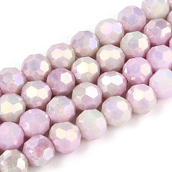 чертополох Антикоррозийные гальванические стеклянные бусины, имитация драгоценных камней, круглые, с покрытием AB цвета, граненый(32 граненый), чертополох, 5.8~6.1x5.8 мм, отверстие : 1 мм, около 70~71 шт / нитка, 15.55~15.75'' (39.5~40 см)