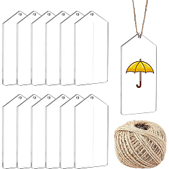 Clear Transparent Acrylic Big Pendants, with Jute Twine, Polygon, Clear, Polygon Acrylic Big Pendants: 90x49.5x3mm, Hole: 3mm, 15pcs/set
Jute Twine: 1.5mm, about 40m/roll, 1roll