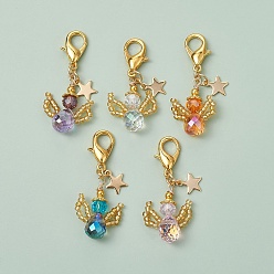 (52) Непрозрачная лаванда Стеклянные бусины ангела, подвесные украшения, Подвеска с застежкой-лобстером для украшения сумки, разноцветные, 39 мм