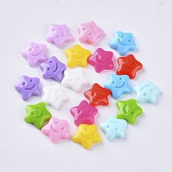 (52) Непрозрачная лаванда Кабошоны из смолы, звезда, разноцветные, 10.5x10.5x3.5 мм