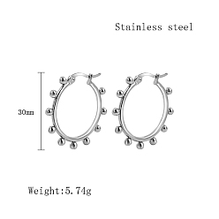 Ring Не тускнеющие 304 серьги-кольца из нержавеющей стали для женщин, цвет нержавеющей стали, кольцо, 30 мм