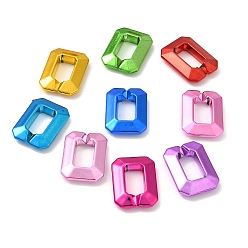 Mixed Color UV Plated Acrylic Linking Rings, Quick Link Connectors, Rectangle, Mixed Color, 28x21x6mm, Inner Diameter: 15x8mm