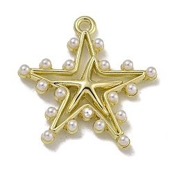 Золотой Стойки подвески обшивки сплава, с абс пластмассовыми шариками, без кадмия, без никеля и без свинца, звезды прелести, золотые, 25.5x25.5x4 мм, отверстие : 1.8 мм