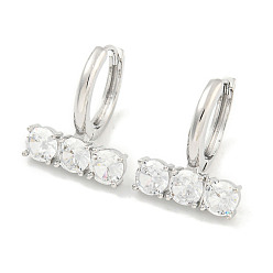 Платинированный Латунные стеклянные серьги, для женщин, серьги обруча, Реальная платина, 18.5x15.5 мм