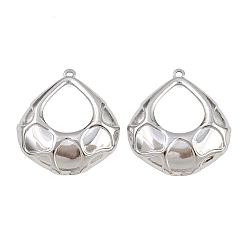 Нержавеющая Сталь Цвет 304 подвески из нержавеющей стали, слезинки, цвет нержавеющей стали, 37x34.5x4 мм, отверстие : 2.5 мм