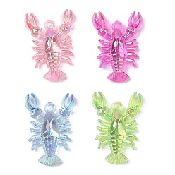 (52) Непрозрачная лаванда Гальваническое прозрачное уф-покрытие акриловые большие подвески, радужный, омары-талисманы, разноцветные, 48.5x33.5~34x12.5 мм, отверстие : 3 мм