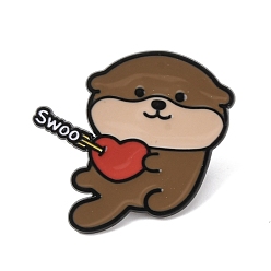 Other Animal Эмалевые значки с изображением бобра, надписью «swoo» и стрелой в форме сердца., Черный металлический значок для рюкзака или одежды, седло коричневый, 28x31 мм