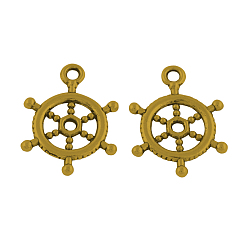 Античное Золото Тибетском стиле сплава шлем подвески, без кадмия, без никеля и без свинца, античное золото , 20x15x1.5 мм, отверстие : 2 мм