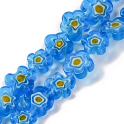 Озёрно--синий Handmade millefiori lampwork beads strands, слива, Плут синий, 9.5x10.5x3.5 мм, отверстие : 0.8 мм, около 35 шт / нитка, 14.17'' (36 см)