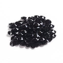 Negro Encantos de vidrio, facetados, cono, negro, 8x4 mm, agujero: 1~1.2 mm