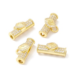 Real 18K Gold Plated Brass Micro Pave Cubic Zirconia Pendants, Long-Lasting Plated, Column with Rhombus, Real 18K Gold Plated, 14x21x8mm, Hole: 3.2~3.7mm