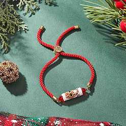 Other Animal Рождественские браслеты-слайдеры ручной работы из стеклянных бусин, браслеты для женщин, лось, внутренний диаметр: 1/4~2-3/4 дюйм (5~6.9 см)