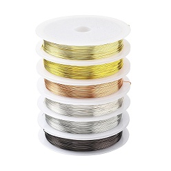 (52) Непрозрачная лаванда 6 рулоны 6 цветная круглая медная проволока набор для изготовления ювелирных изделий, разноцветные, 0.4 мм, 26 датчик, около 32.81 футов (10 м) / рулон, 1 рулон / цвет