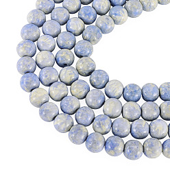 Bleu Ciel Foncé 1 brins de peinture de cuisson perles de verre brins, ronde, bleu profond du ciel, 8~8.5mm, Trou: 1~1.2mm, Environ 105~106 pcs/chapelet, 30.71~31.10 pouce (78~79 cm)