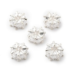 Серебро Латунные микро проложить кубического циркония бусы, долговечный, стойки покрытие, серебряные, 8.5x4.5 мм, отверстие : 3 мм