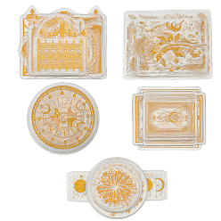 Золотистый 5сумки 5 стили водонепроницаемые 3 волшебные карты лазерные самоклеящиеся наклейки, наклейки для декоративных материалов для скрапбукинга своими руками, Магический круг, золотые, 34~96x37~119x0.1 мм, 1 сумка / стиль