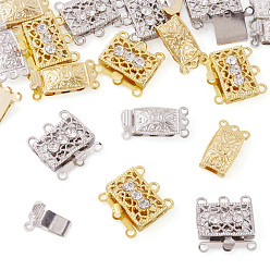 (52) Непрозрачная лаванда 20шт 4 стиль латунные филигранные застежки коробки, многожильные застежки, 3-нити, 6 отверстия, прямоугольные, разноцветные, 5 шт / стиль