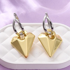 Платиновый & Золотой Двухцветные латунные серьги-кольца в форме сердца, без кадмия и без свинца, стойки покрытие, долговечный, платиной и золотом, 40.5x20 мм