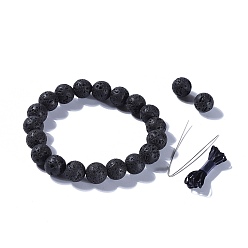 Lavastein Natürliche Lava Rock Perlen Stretch Armbänder, mit elastischem Faserdraht und Verpackungsbox, 2-1/8 Zoll (5.3~5.4 cm)