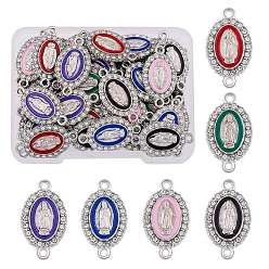Платина 60 штук Девы Марии разъем шарма наша леди Дева Мария ссылка эмалированный металлический шарм кулон, с кристальными стразами, для ювелирных изделий, браслетов, ожерелий, ремесел, разноцветные, платина, 24x13.5 мм, отверстие : 2 мм