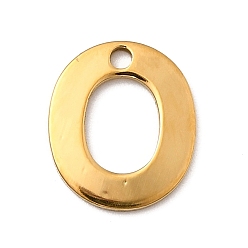Letter O 304 прелести нержавеющей стали, письмо амулеты, ионное покрытие (ip), реальный 18 k позолоченный, Письмо O, 111x9.5x0.8 мм, отверстие : 1.2 мм