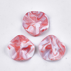 Tomate Acryl-Perlen, Nachahmung Edelstein-Stil, Ton zwei, Flachrund, Tomate, 33.5x33x7 mm, Bohrung: 1.6 mm, ca. 123 Stk. / 500 g