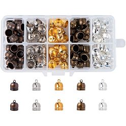 Mixed Color Brass Cord Ends, Mixed Color, 12x10mm, 20pcs/color, 100pcs/box, Inner Diameter: 8.5mm
