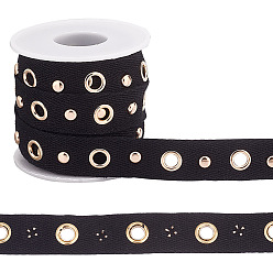 Золотой 5 ярды тесьмы плоские полиэстеровые ленты, с латунными люверсами, аксессуары для одежды, с металлической проволочной завязкой, золотые, 20 мм, отверстие : 6 мм