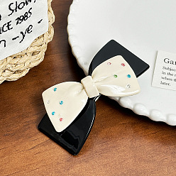 Черный Заколки для волос из ацетата целлюлозы, аксессуары для волос с бантом для женщин и девочек, чёрные, 84x47x22 мм