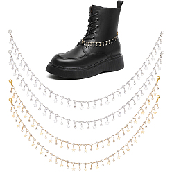 Платиновый & Золотой 4 шт. 2 цвета латунь микропаве прозрачный кубический цирконий цепи ремешок для ботинка цепи, Сплав с застежками когтя омара, платиной и золотом, 430 мм, 2 шт / цвет