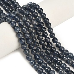 Класс A Натуральные сапфировые бисерные пряди, круглые, класс А, 5~6 мм, отверстие : 0.8 мм, около 78~83 шт / нитка, 15.83~16.14 дюйм (40.2~41 см)